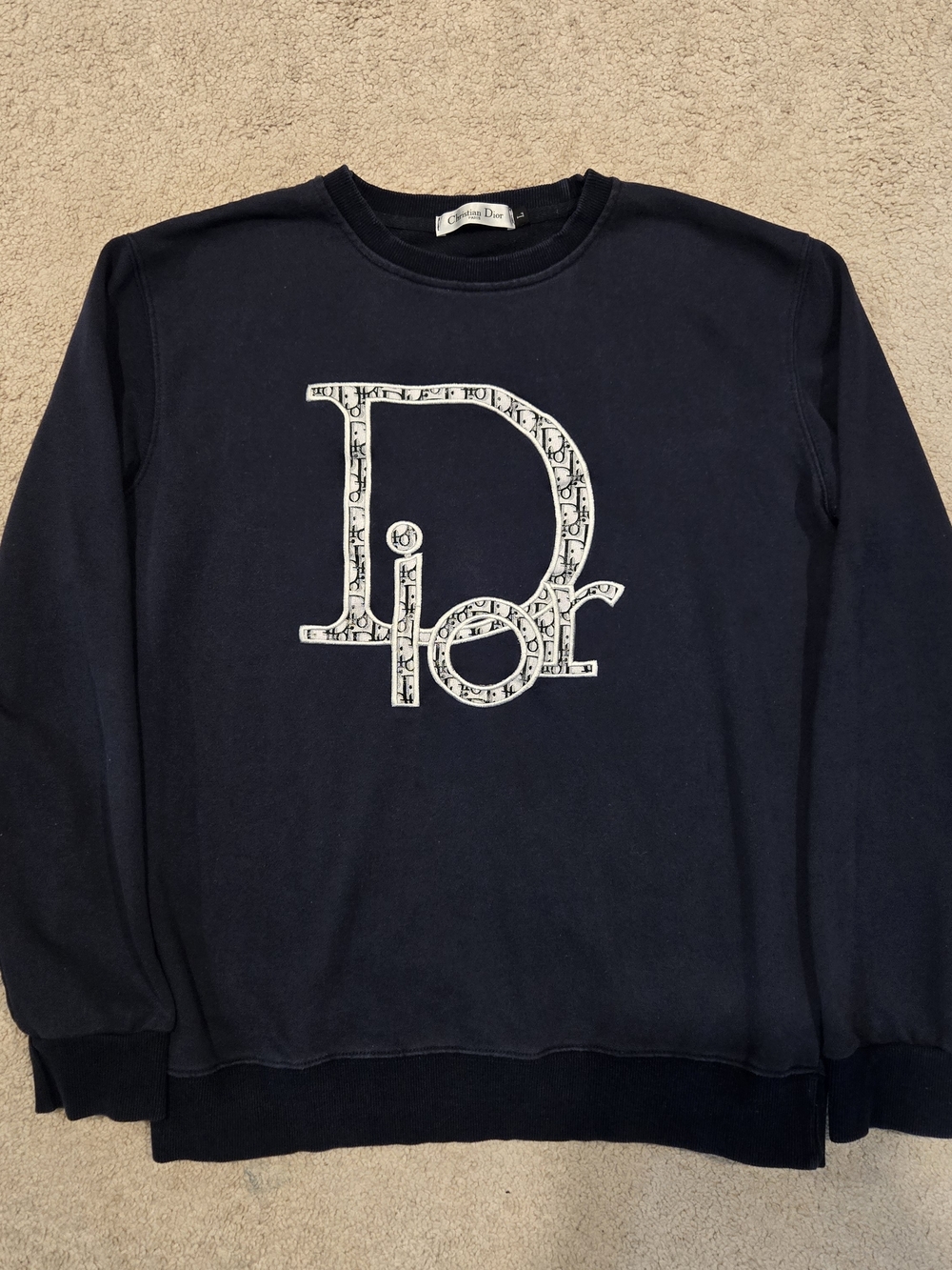 Christian Dior Embroidered Logo Navy Blue Crewneck Sweatshirt